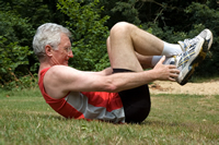 man doing crunches